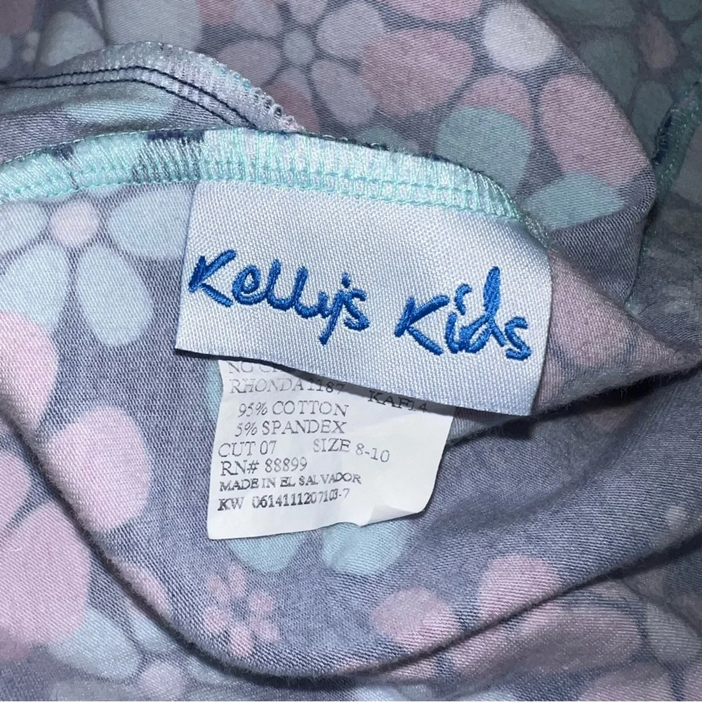 Kelly's Kids 8/10 Aqua & Floral Long Sleeve Dress with Pockets
